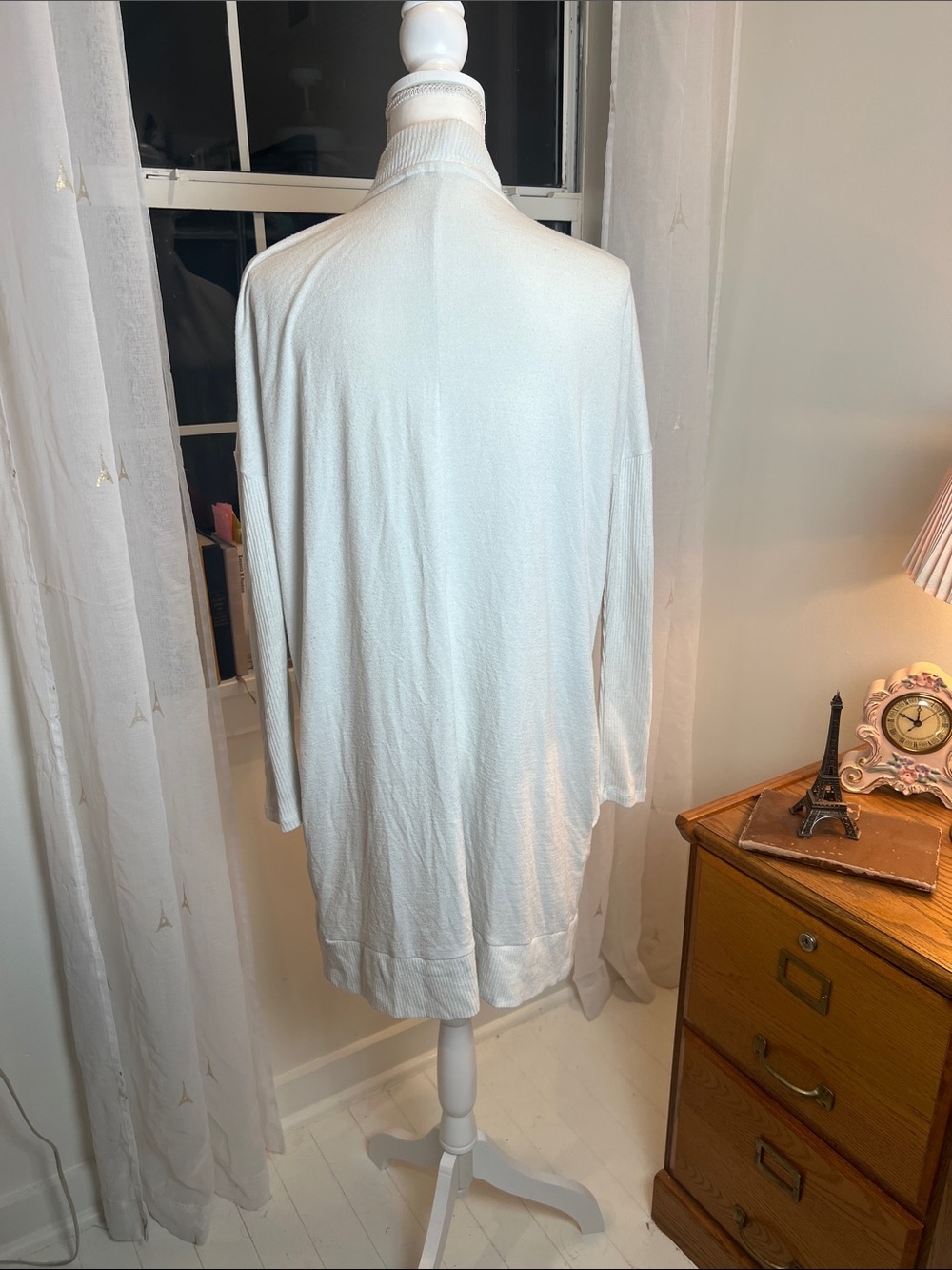 GAP White Ribbed Open-Front Cardigan size medium. - Picture 5 of 8